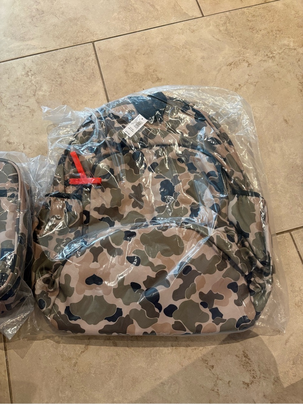 Camo Print Gap Backpack and Lunchbag in Green/Khaki